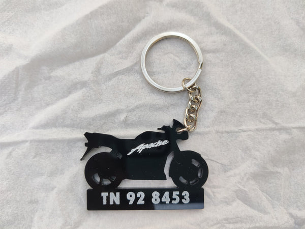 Bike Shape Number Plate Keychain - VS15 - Apache - Wisholize - Key Chain