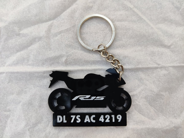 Bike Shape Number Plate Keychain - VS13 - Yamaha R15 - Wisholize - Key Chain