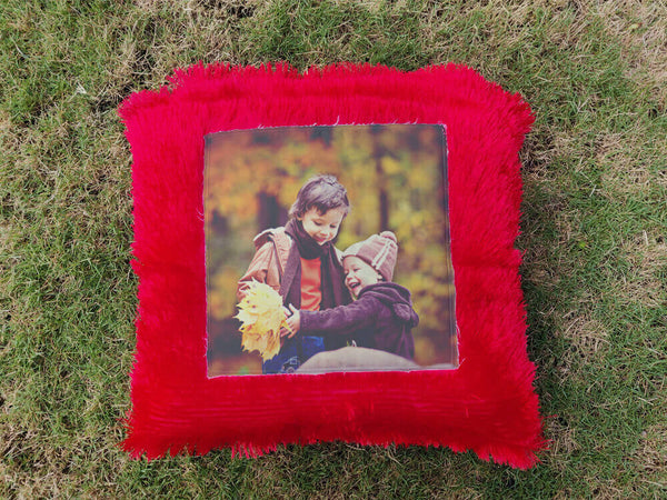 Fur Square Cushion - Red - Wisholize - Cushion