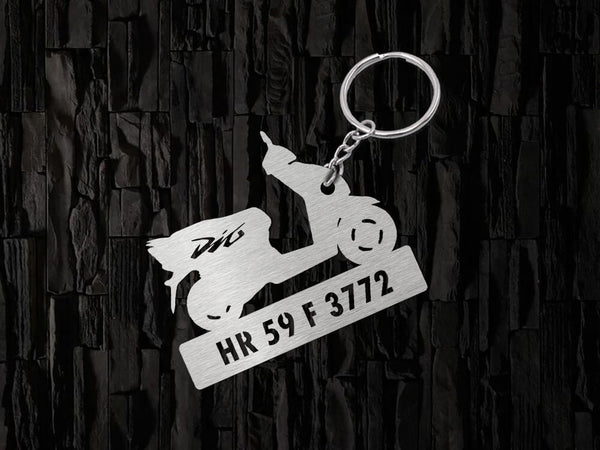 Metal Bike Shape Number Plate Keychain - MVS22 - Honda Dio