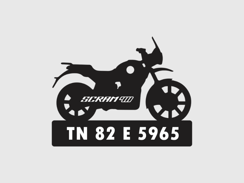 Bike Shape Number Plate Keychain - VS108 - Royal Enfield Scram 411- Wisholize