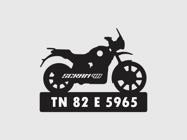Bike Shape Number Plate Keychain - VS108 - Royal Enfield Scram 411- Wisholize