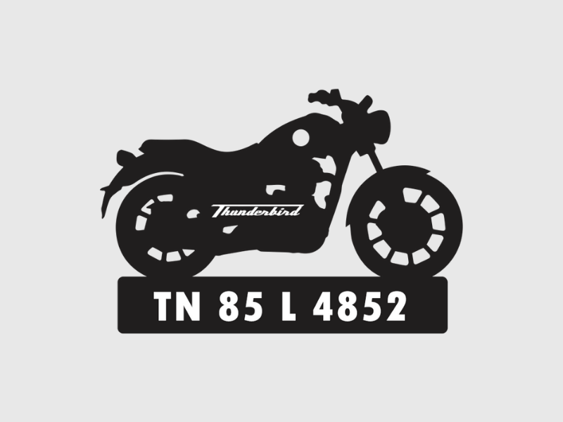 Bike Shape Number Plate Keychain - VS104 - Royal Enfield Thunderbird- Wisholize