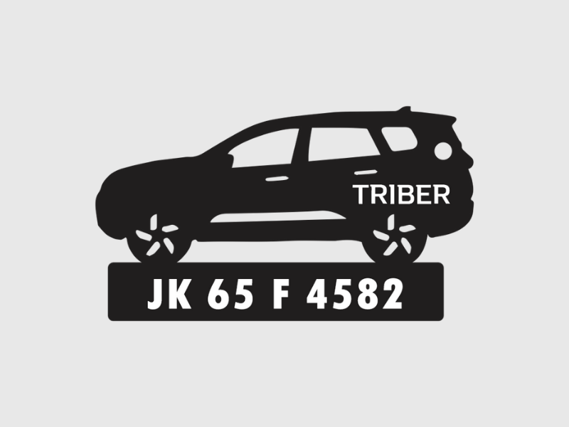 Car Shape Number Plate Keychain - VS90 - Renault Triber - Wisholize - Key Chain