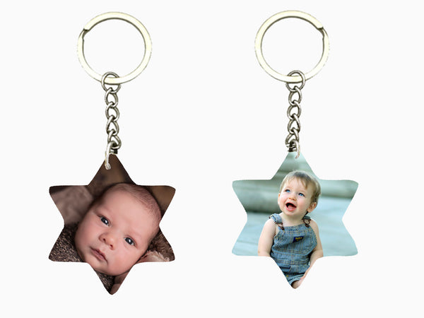 Wooden Key Chain - Star (Double Side Photo) - Wisholize - Key Chain