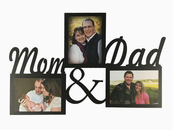 Wooden Wall Hanging Frame- Mom & Dad (3 Photos) - Wisholize - Photo Frame