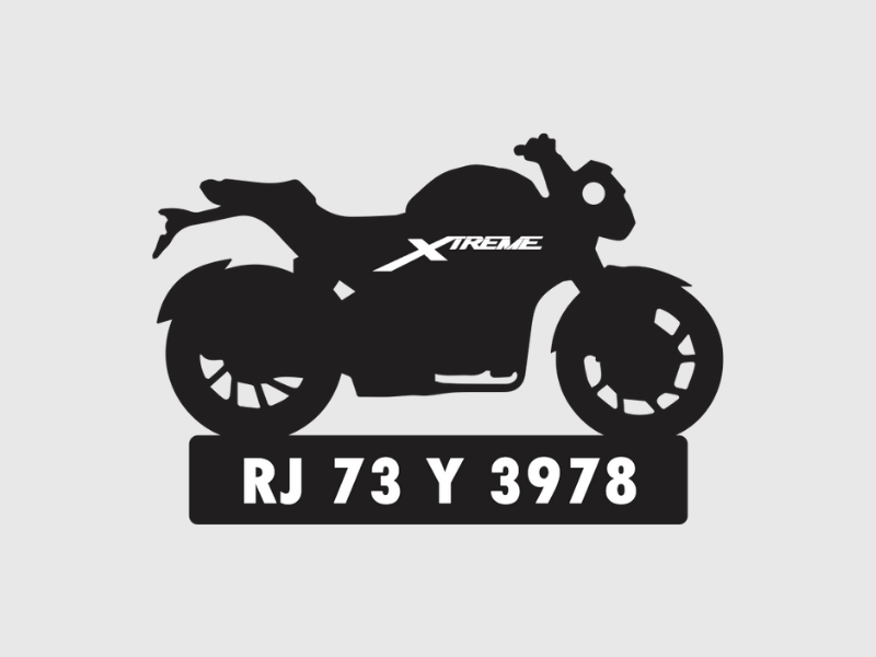 Bike Shape Number Plate Keychain - VS49 - Hero Xtreme - Wisholize - Key Chain