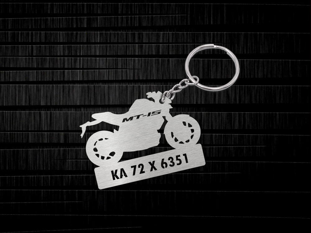 Metal Bike Shape Number Plate Keychain - MVS43 - Yamaha MT-15