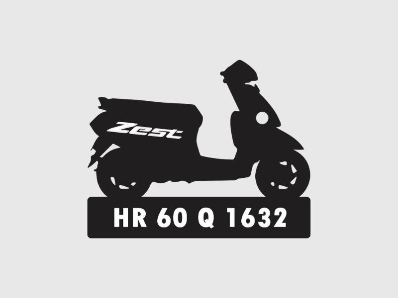 Bike Shape Number Plate Keychain - VS107 - TVS Zest - Wisholize - Key Chain