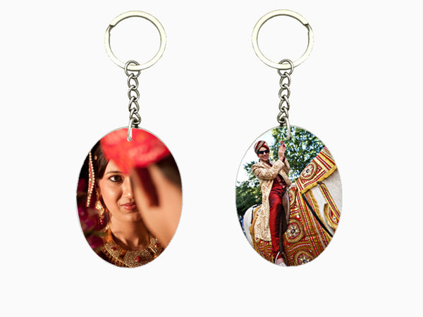 Wooden Key Chain- Oval (Double Side Photo) - Wisholize - Key Chain