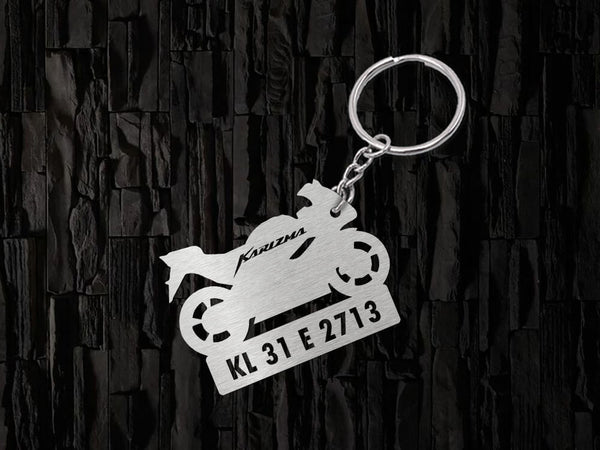 Metal Bike Shape Number Plate Keychain - MVS111 - Hero Karizma