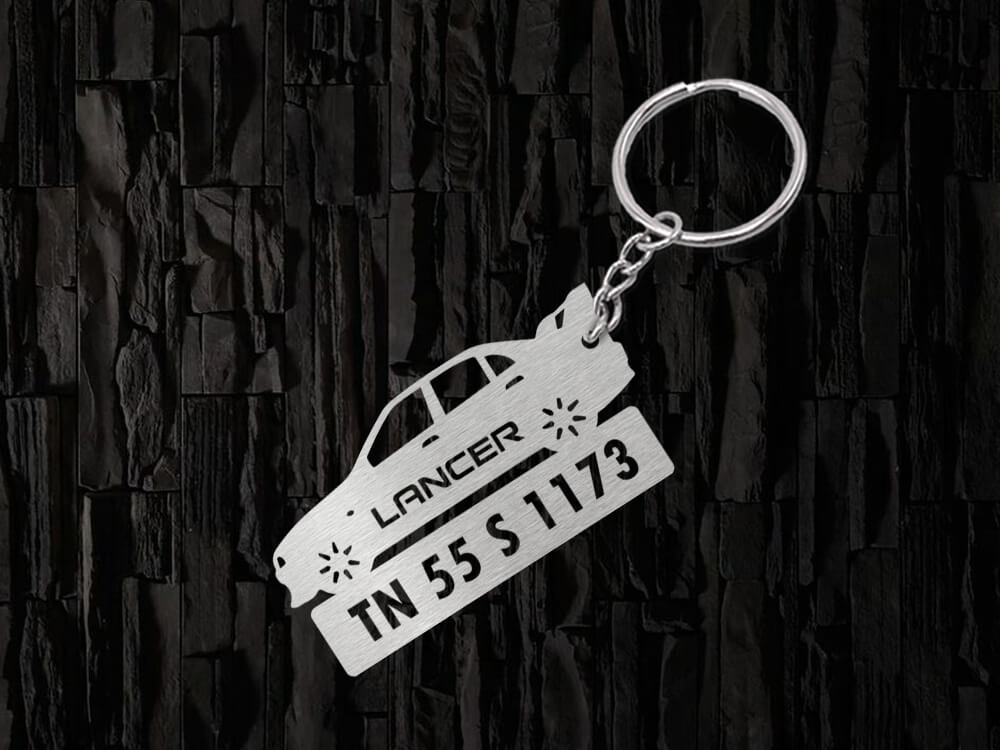 Metal Bike Shape Number Plate Keychain - MVS318 - Mitsubishi Lancer