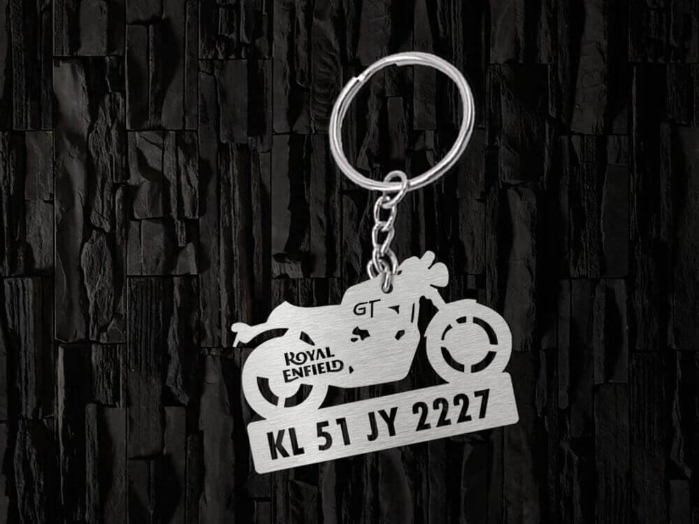 Metal Bike Shape Number Plate Keychain - MVS223 - Royal Enfield Continental GT