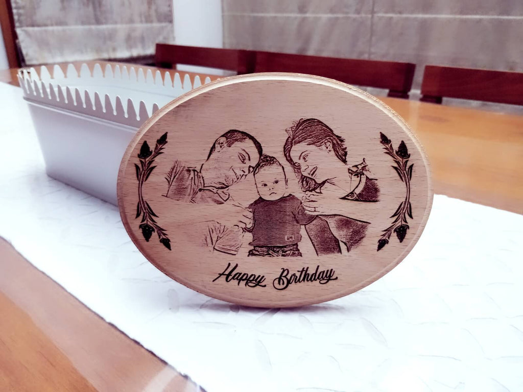 Photo Engraved Wooden Plaque - Oval - Wisholize - Photo Frame