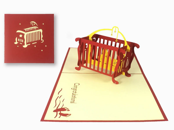 3D Pop Up Greeting Card - Baby Cradle(P109) - Wisholize - Greeting Card