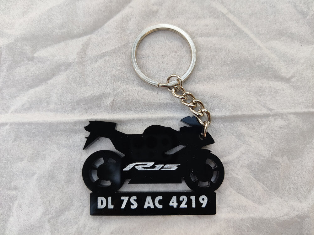 Bike Shape Number Plate Keychain VS13 Yamaha R15 Key Chain