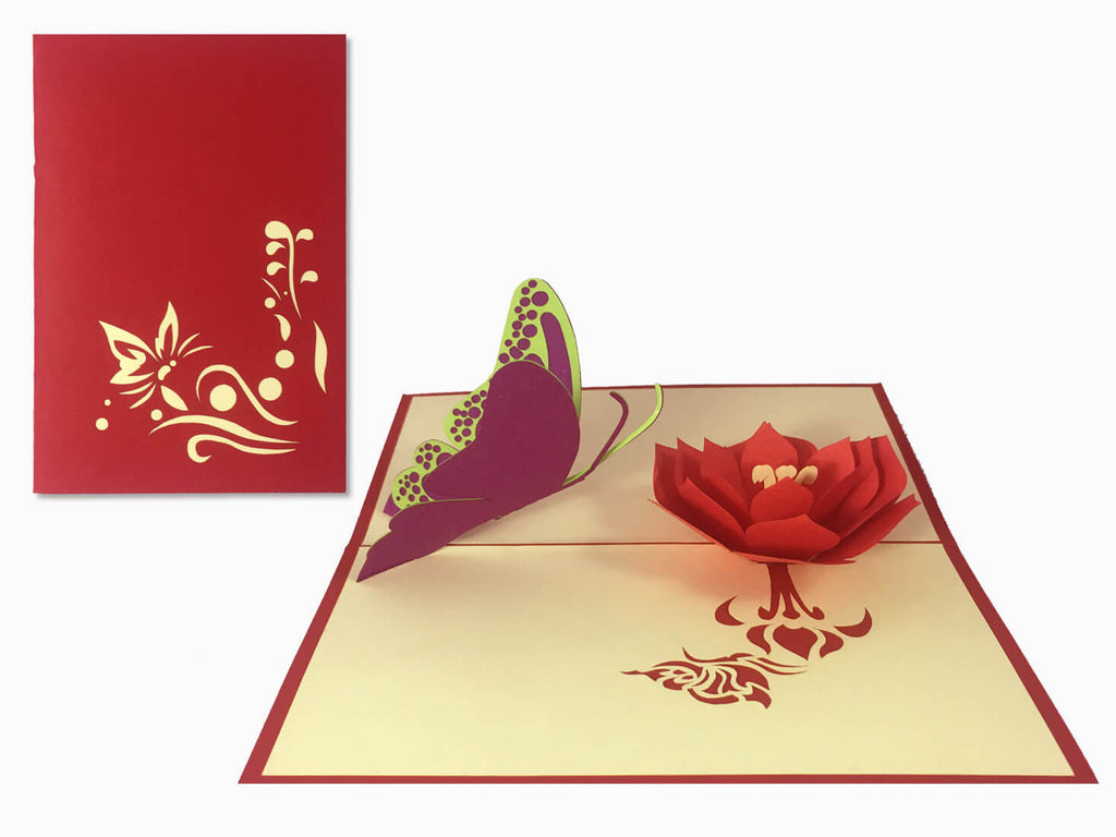 3D Pop Up Greeting Card - Flower (P104) - Wisholize - Greeting Card