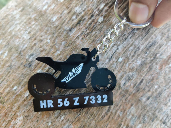 Bike Shape Number Plate Keychain - VS12 - Duke - Wisholize - Key Chain