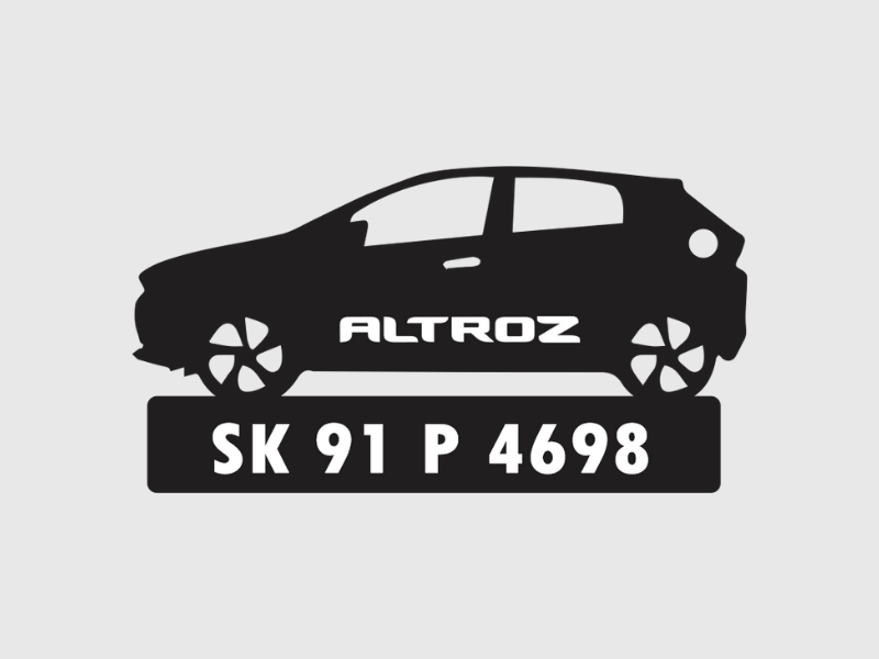 Car Shape Number Plate Keychain - VS68 - Tata Altroz - Wisholize - Key Chain