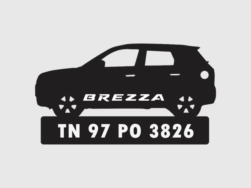 Car Shape Number Plate Keychain VS52 Vitara Brezza Wisholize