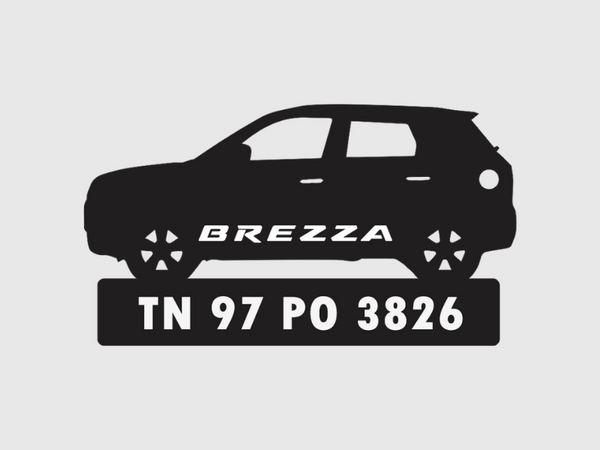 Car Shape Number Plate Keychain - VS52 - Vitara Brezza - Wisholize - Key Chain