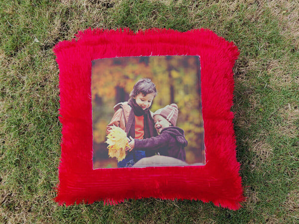 Fur Square Cushion - Red - Wisholize - Cushion
