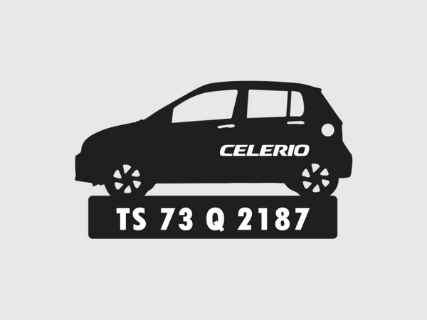 Car Shape Number Plate Keychain - VS67 - Maruti Suzuki Celerio - Wisholize - Key Chain