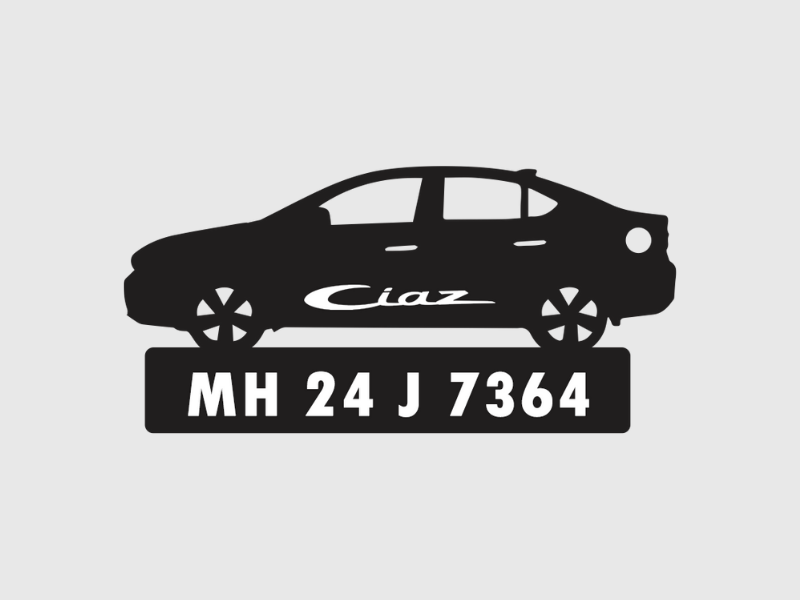 Car Shape Number Plate Keychain - VS76 - Maruti Suzuki Ciaz - Wisholize - Key Chain