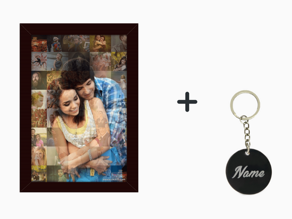 Mosaic Frame + Engraved Keychain Combo - Wisholize - Photo Frame