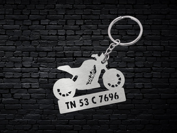 Metal Bike Shape Number Plate Keychain - MVS21 - KTM Duke