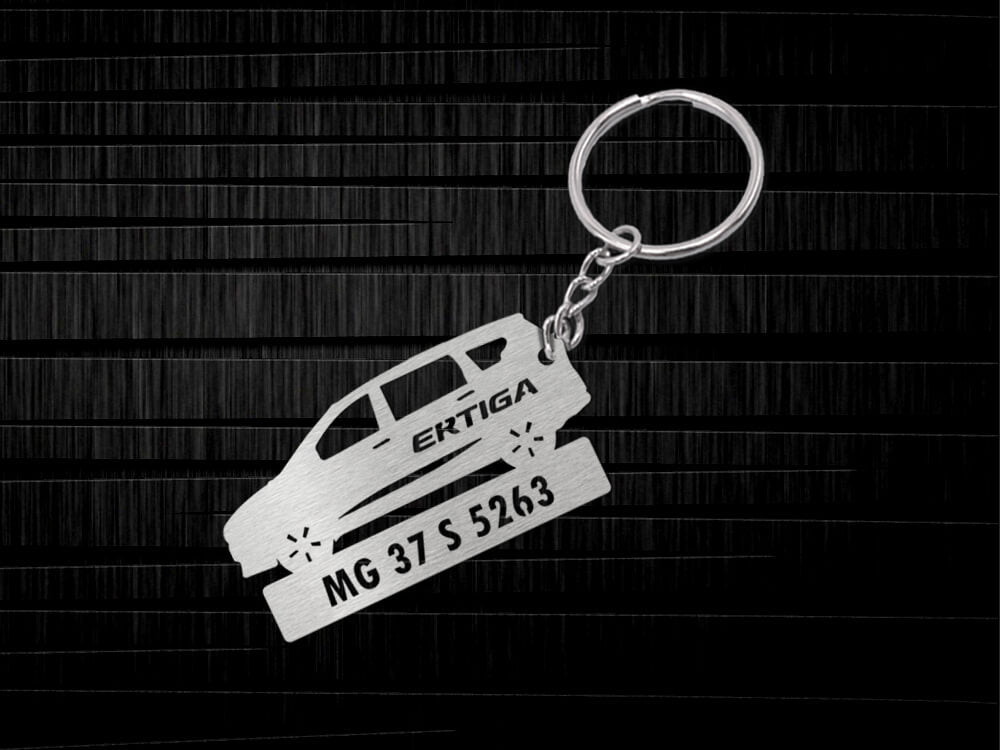 Metal Car Shape Number Plate Keychain - MVS96 - Maruti Suzuki Ertiga