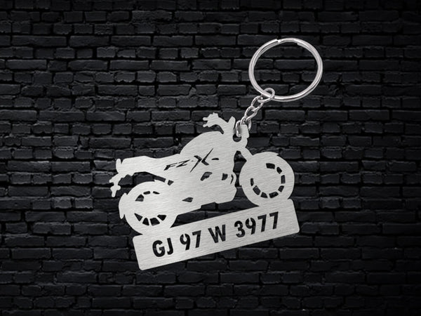 Metal Bike Shape Number Plate Keychain - MVS911 - Yamaha FZ X