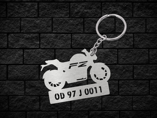 Metal Bike Shape Number Plate Keychain - MVS81 - Yamaha FZ