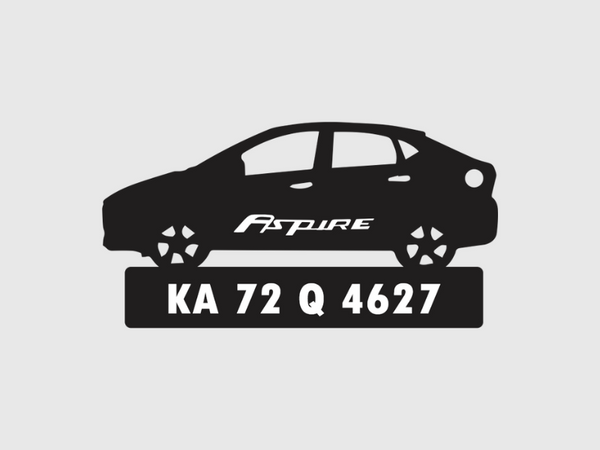 Car Shape Number Plate Keychain - VS506 - Ford Aspire