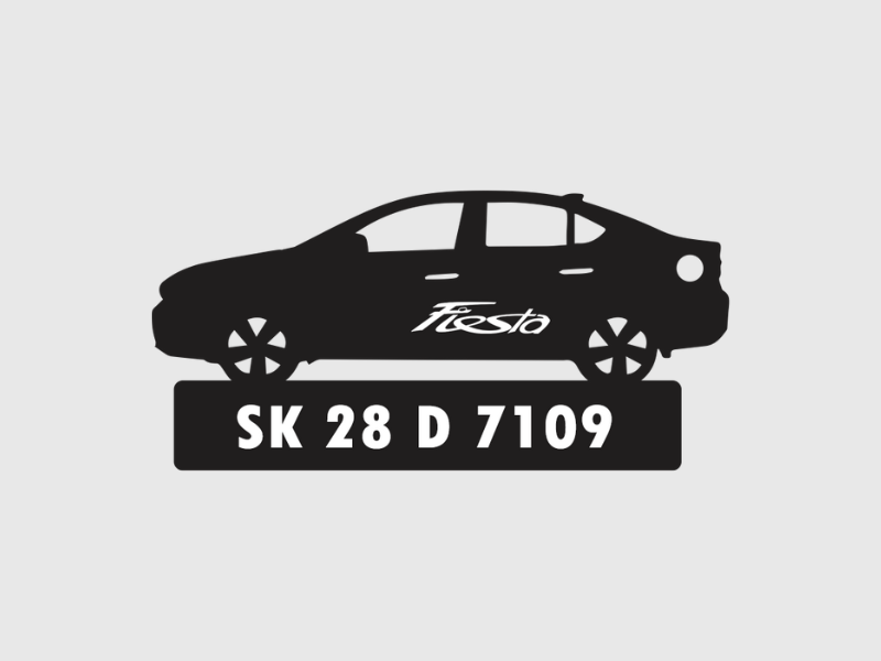 Car Shape Number Plate Keychain - VS509 - Ford Fiesta