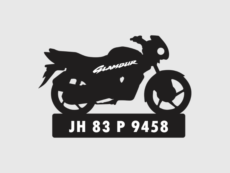 Bike Shape Number Plate Keychain - VS41 - Hero Glamour - Wisholize - Key Chain