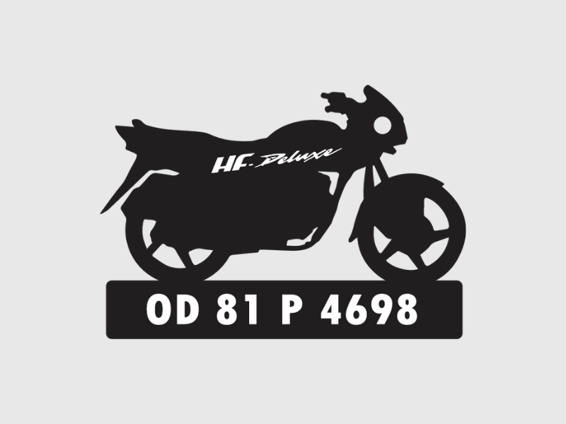 Bike Shape Number Plate Keychain - VS48 - Hero HF Deluxe - Wisholize - Key Chain