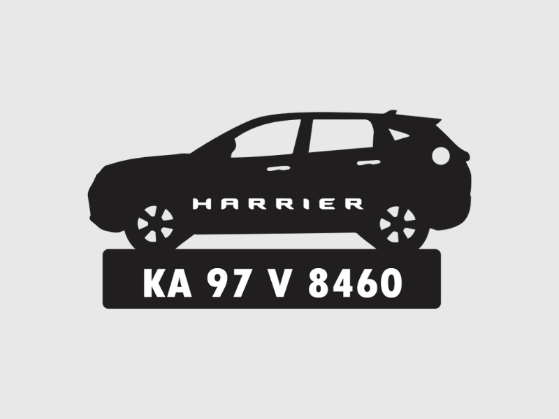 Car Shape Number Plate Keychain - VS66 - TATA Harrier - Wisholize - Key Chain