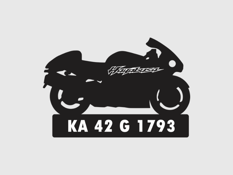 Bike Shape Number Plate Keychain - VS121 - Suzuki Hayabusa