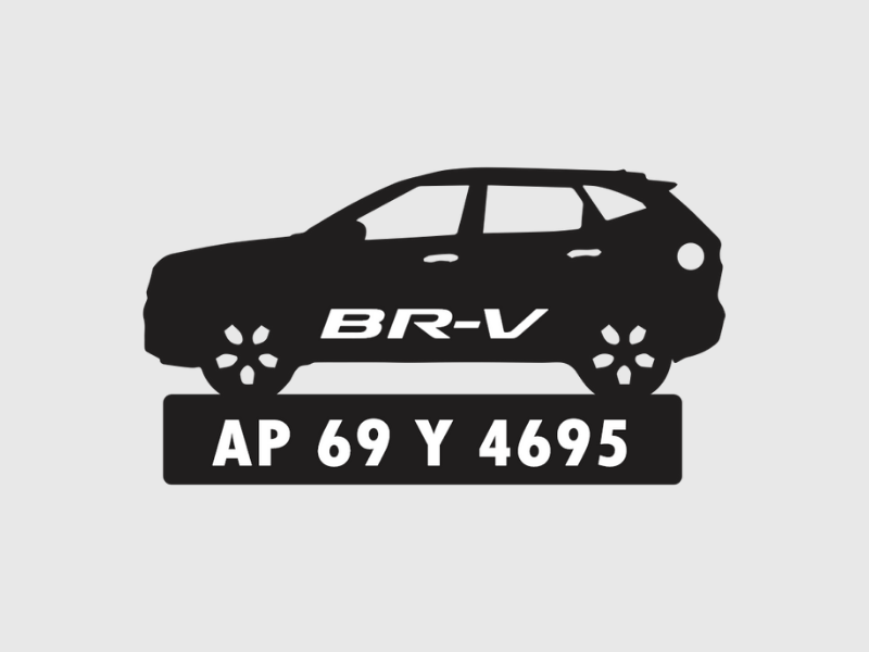 Car Shape Number Plate Keychain - VS93 - Honda BR-V - Wisholize - Key Chain