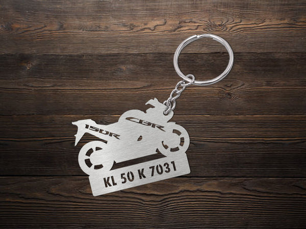 Metal Bike Shape Number Plate Keychain - MVS2011 - Honda CBR 150R