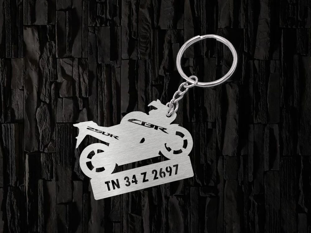 Metal Bike Shape Number Plate Keychain - MVS2012 - Honda CBR 250R