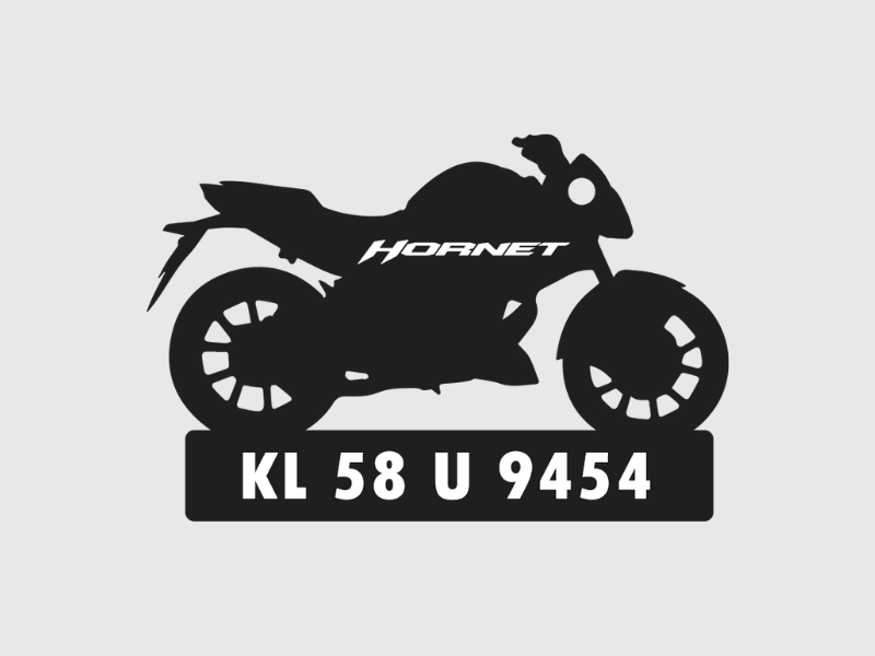 Bike Shape Number Plate Keychain - VS46 - Honda Hornet - Wisholize - Key Chain