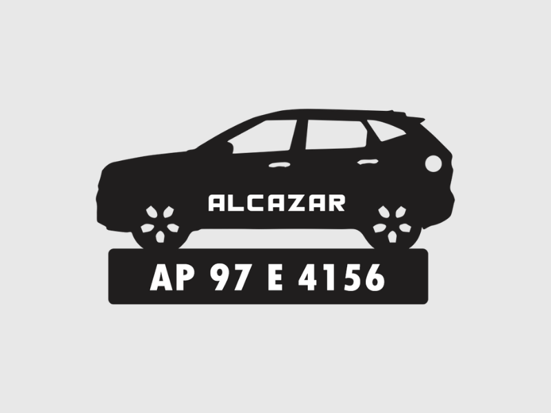 Car Shape Number Plate Keychain - VS501 - Hyundai Alcazar