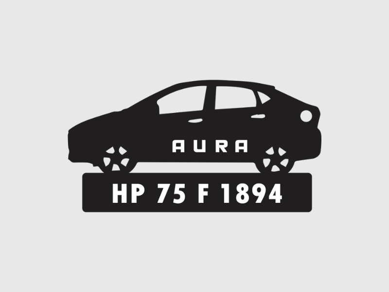 Car Shape Number Plate Keychain - VS99 - Hyundai Aura