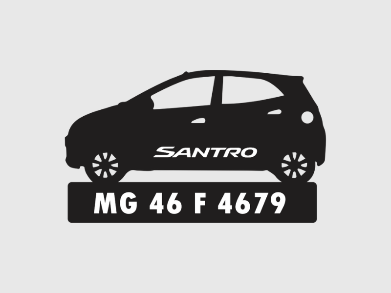Car Shape Number Plate Keychain - VS504 - Hyundai Santro
