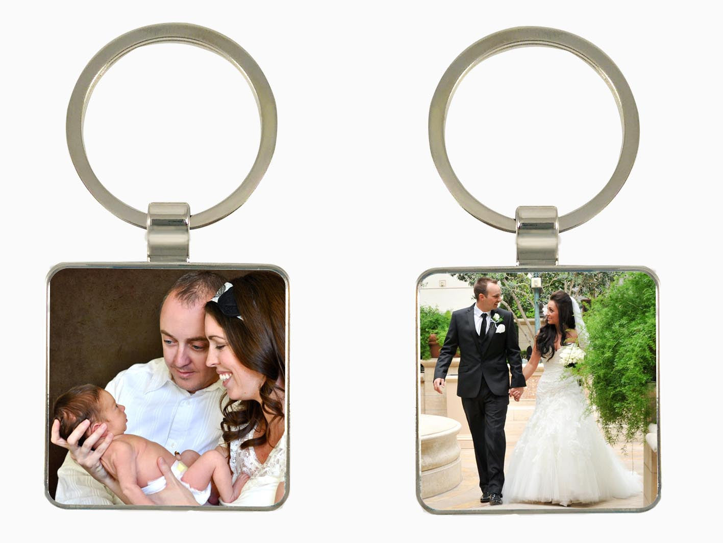 Square Photo Keychains Metal Key Chain- Square Double Side Photo - Personalized Keychains ...