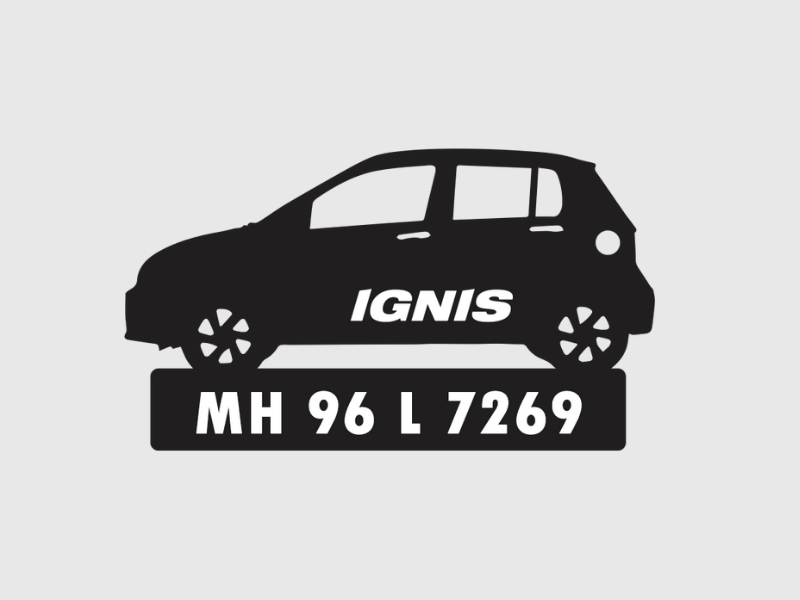 Car Shape Number Plate Keychain - VS86 - Maruti Suzuki Ignis Key Chain;  Wisholize