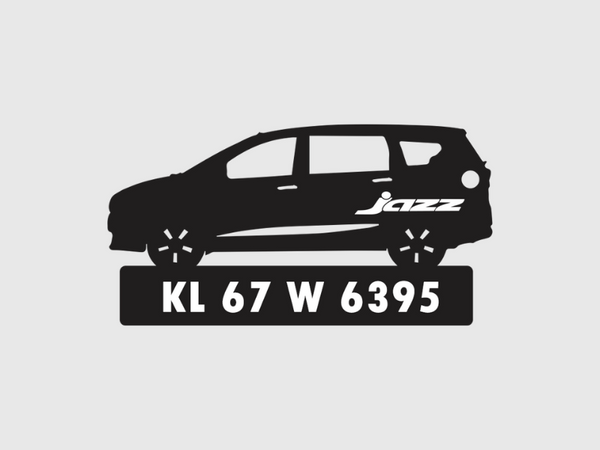 Car Shape Number Plate Keychain - VS92 -  Honda Jazz - Wisholize - Key Chain