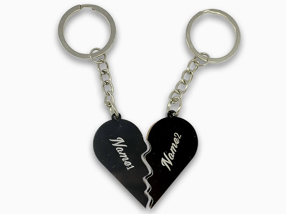 Engraved Keychain - Split Heart - Wisholize - Key Chain